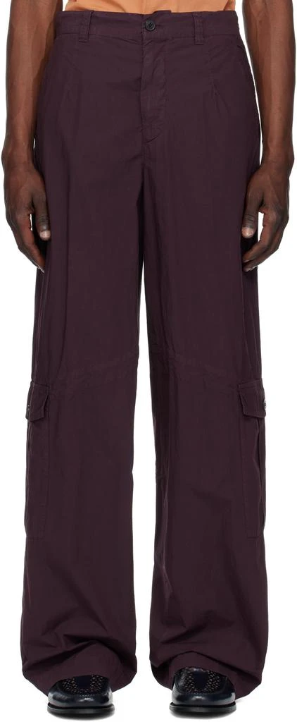 Dries Van Noten Purple Loose Overdyed Cargo Pants 1