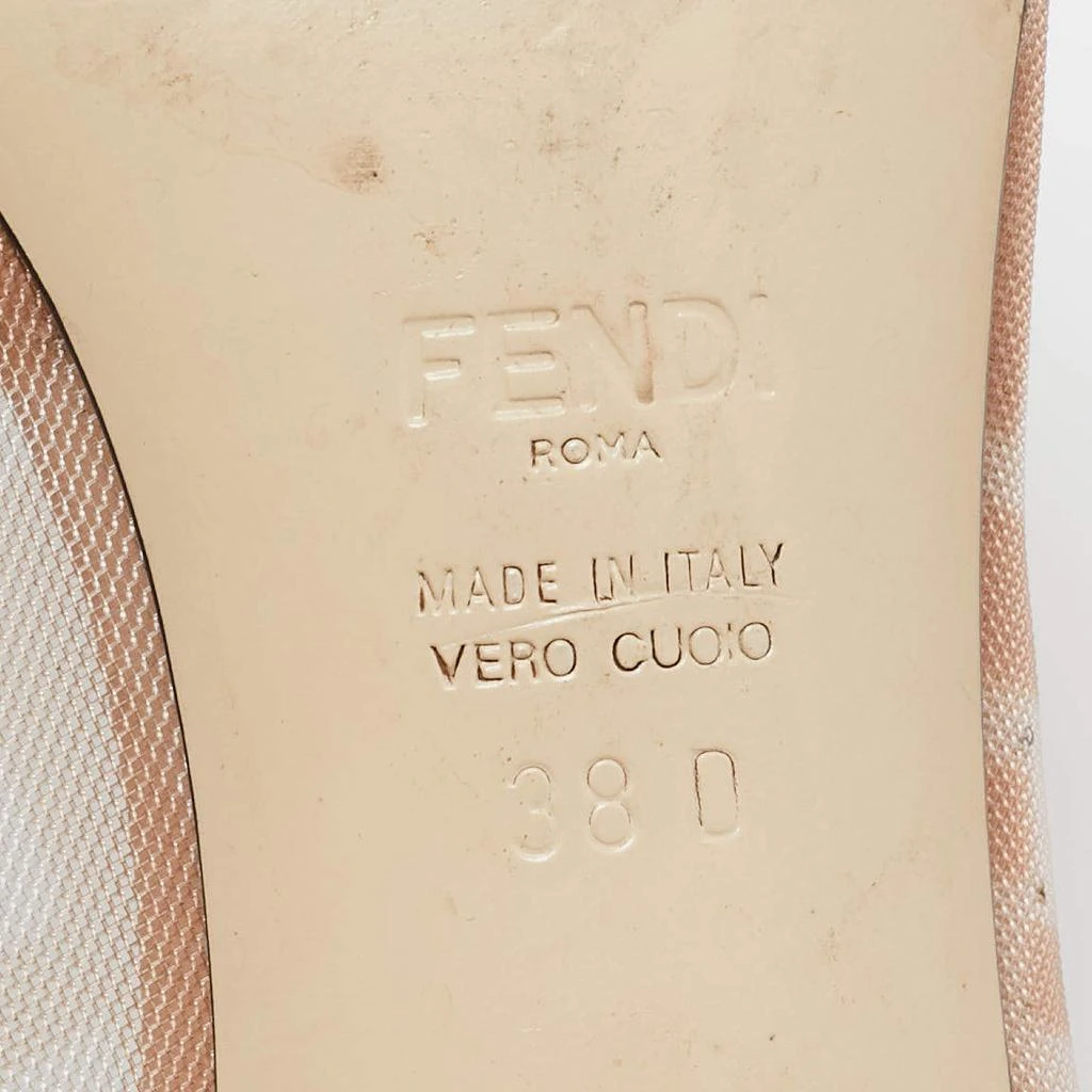 Fendi Fendi Pink/Beige Zucca Mesh and Leather Colibri Pumps Size 38 8