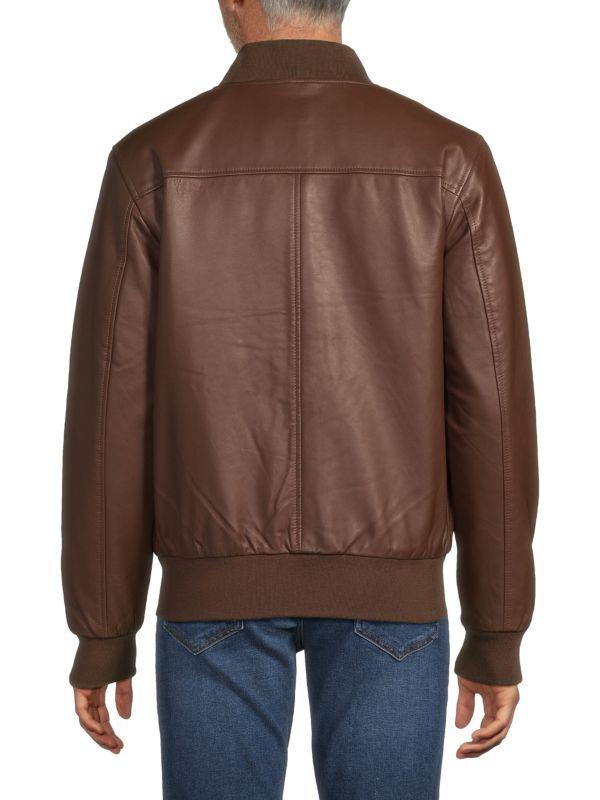 Slate & Stone Baseball Collar Leather Bomber Jacket