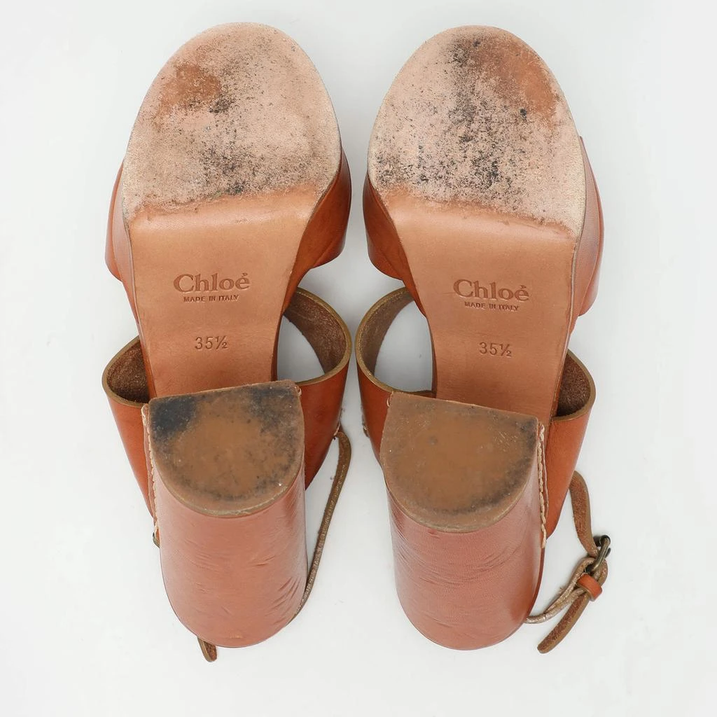 Chloé Chloe Brown Leather Platform Ankle Strap Sandals Size 35.5 6