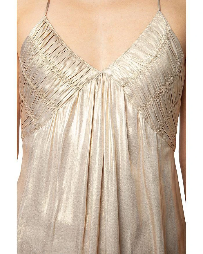 green emerald velvet dress Ritmic Gold Draped Satin Dress – M. Sorelle main image 0