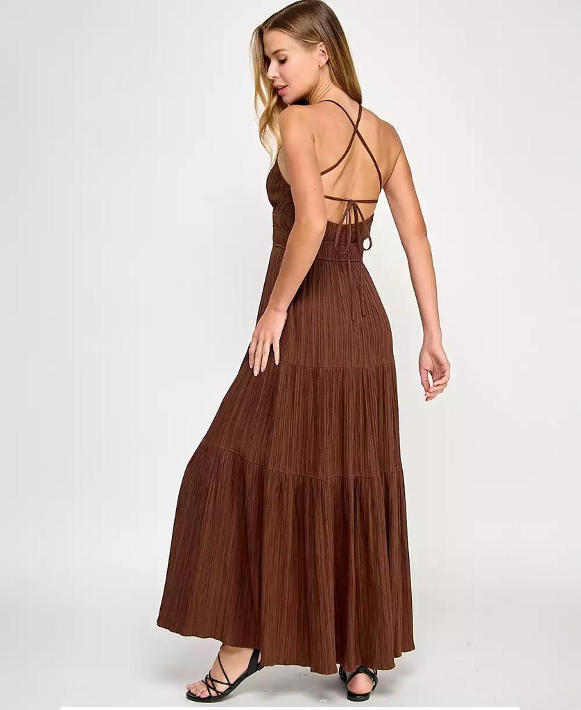 City Studios Juniors' Textured Keyhole Strappy Maxi Dress