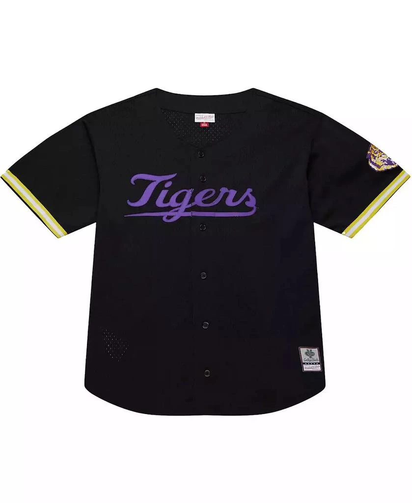 Mitchell & Ness Men's Black LSU Tigers On The Clock Full-Button Fashion Jersey 2