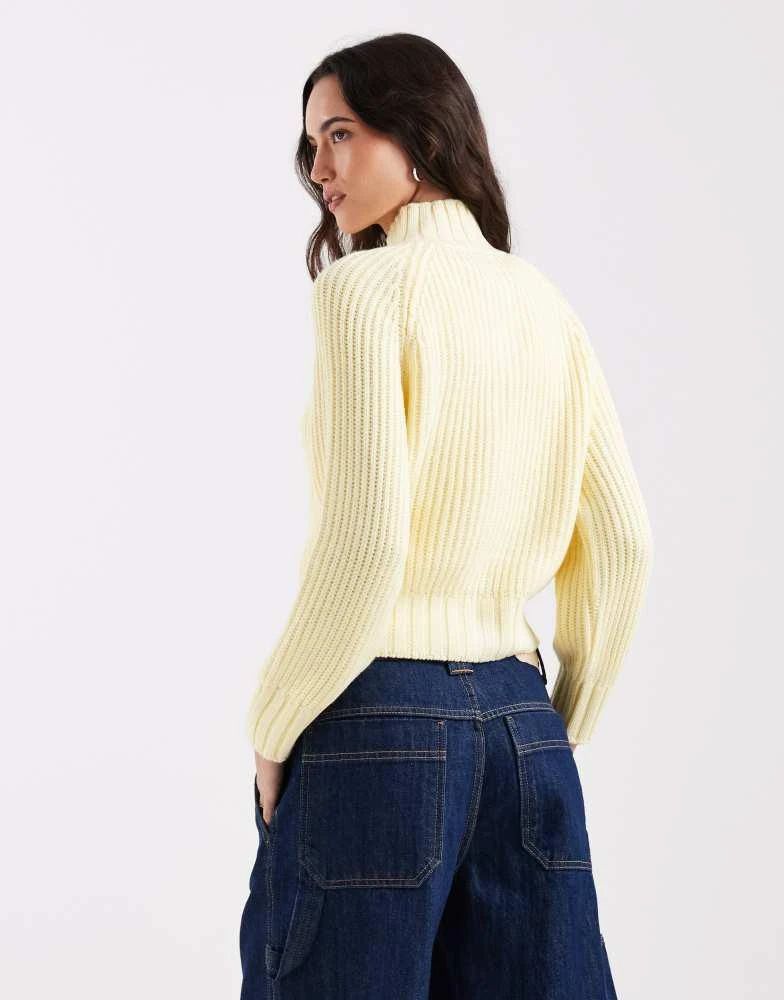 COLLUSION COLLUSION knitted shrunken funnel neck zip through in yellow 4