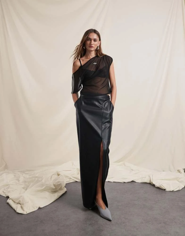 Adidas adidas Originals x ASOS sheer asymmetrical top in black 4