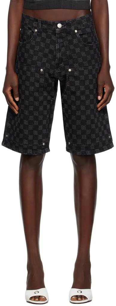 Misbhv Black Monogram Denim Shorts 1