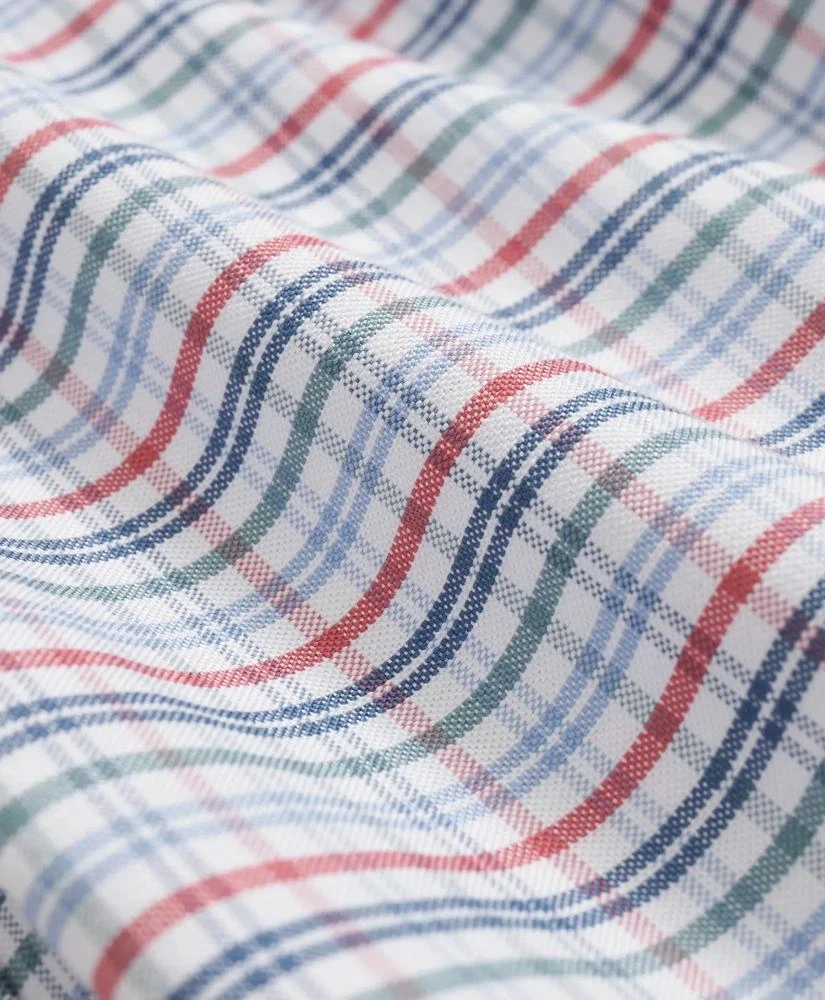 Brooks Brothers Stretch Cotton Non-Iron Oxford Polo Button Down Collar, Windowpane Short-Sleeve Shirt 3