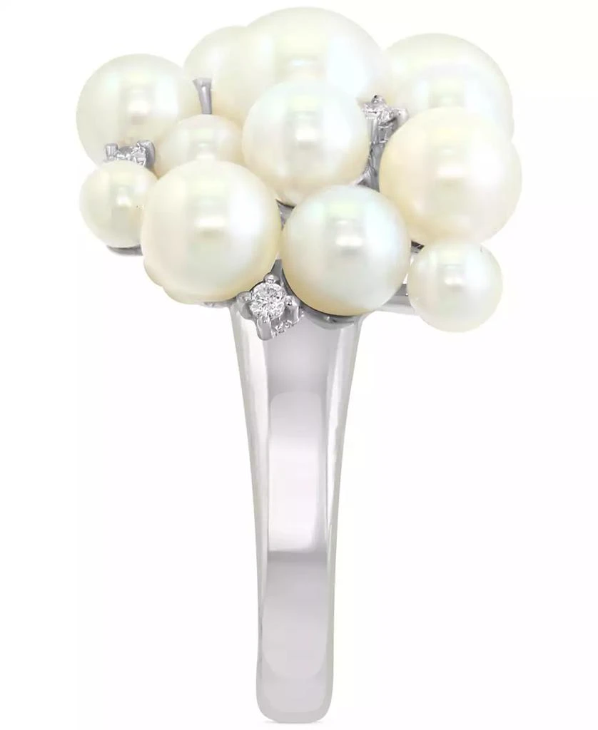 Effy EFFY® Cultured Freshwater Pearl (3 - 6-1/2mm) 
Diamond (1/10 ct. t.w.) Cluster Ring in 14k White Gold 3