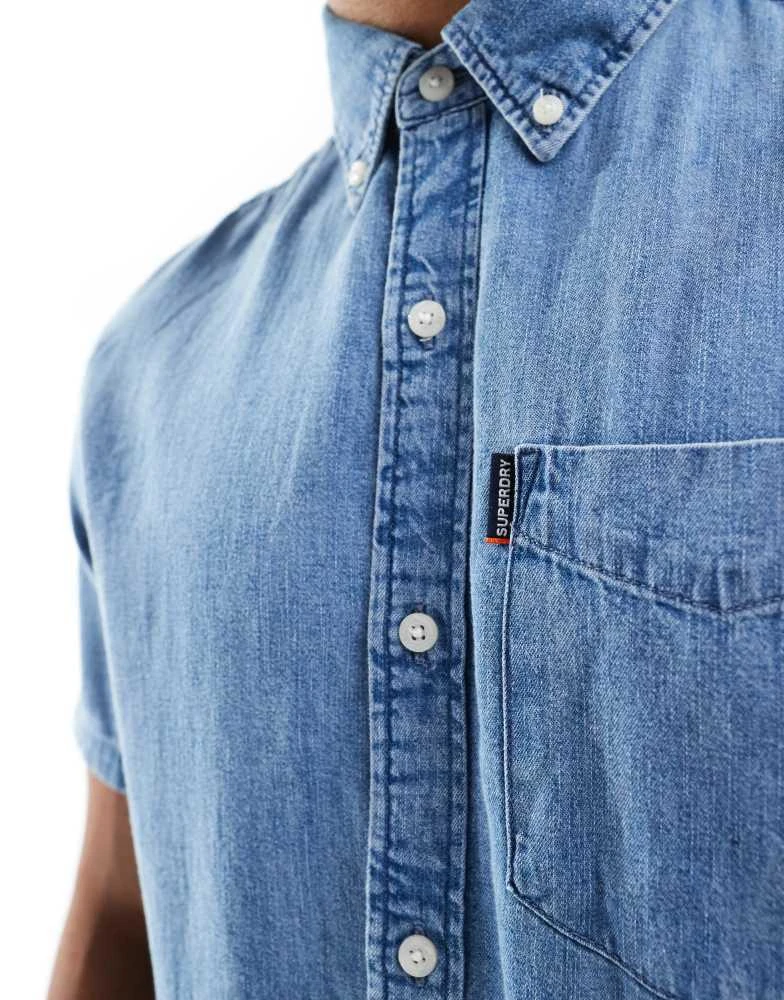 Superdry Superdry Essential short sleeve denim shirt in vintage wash 4