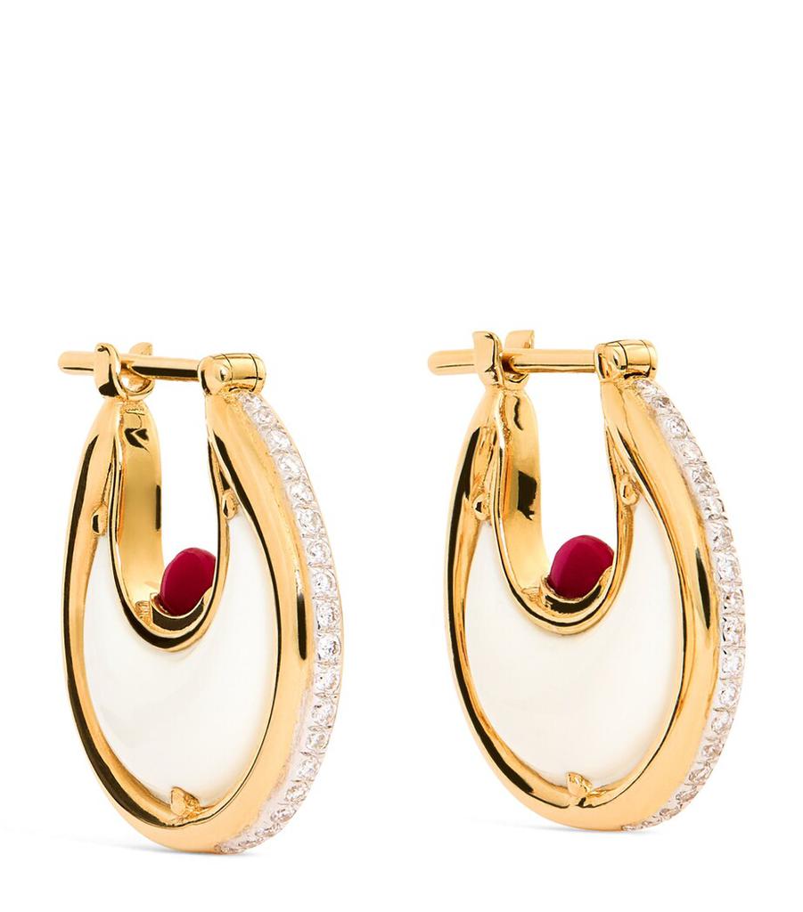 L'ATELIER NAWBAR Yellow Gold, Ruby and Diamond Lot N*91 Diana Earrings