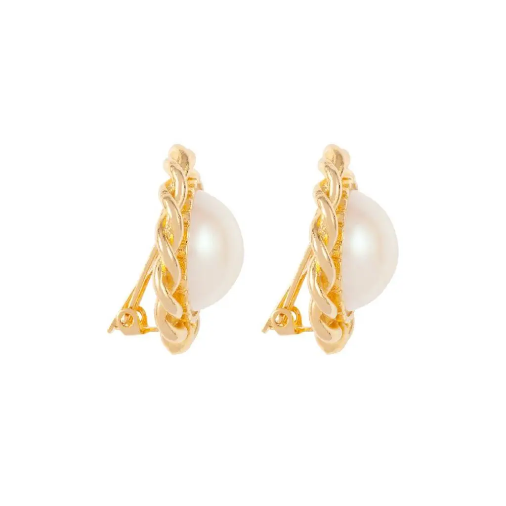Susan Caplan Vintage 1980s vintage round faux pearl clip-on earrings 2