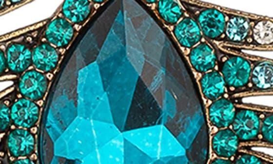 EYE CANDY LOS ANGELES Peak My Ear Crystal Peacock Feather Drop Earrings 2