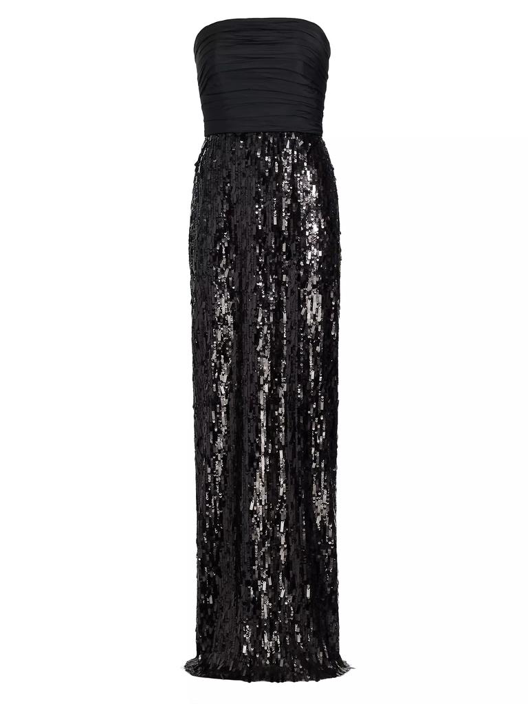 Pamella Roland Strapless Ruched Sequin Gown
