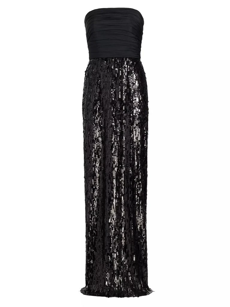 Pamella Roland Strapless Ruched Sequin Gown 1