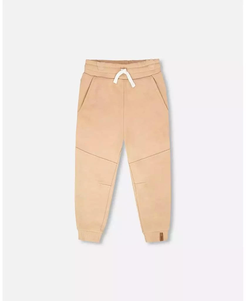 Deux par Deux Toddler Boys French Terry Sweatpants with Cross Seams Beige