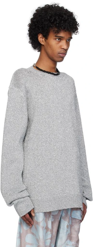 Dries Van Noten Silver Metallic Thread Sweater 2