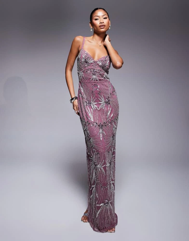 knee length dresses for ladies Elegant Tatum Maxi Dress in Mauve