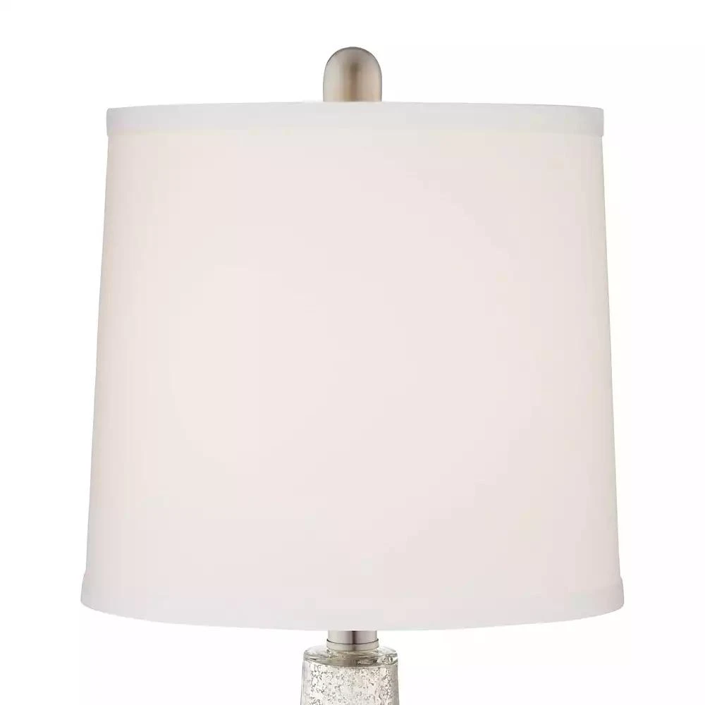 360 Lighting Ledger Modern Accent Table Lamps 21 3/4" High Set of 2 Mercury Glass with USB Charging Port Off-White Drum Shade for Family Office Desk 6