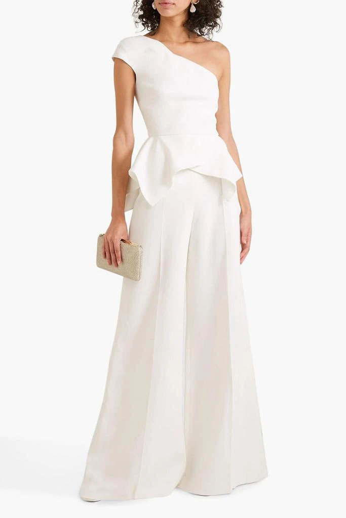 ROLAND MOURET Rodmell one-shoulder crepe peplum top 2