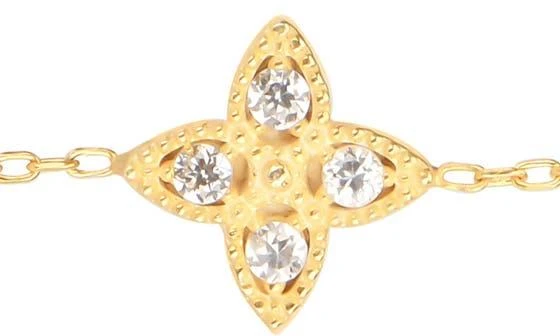 Gabi Rielle Enchanting Clover 14K Gold Plated Sterling Silver CZ Station Necklace 2