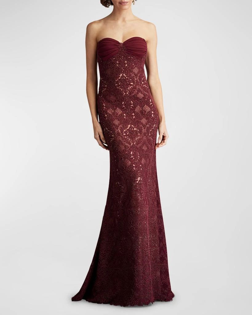 Tadashi Shoji Strapless Lace A-Line Gown 2