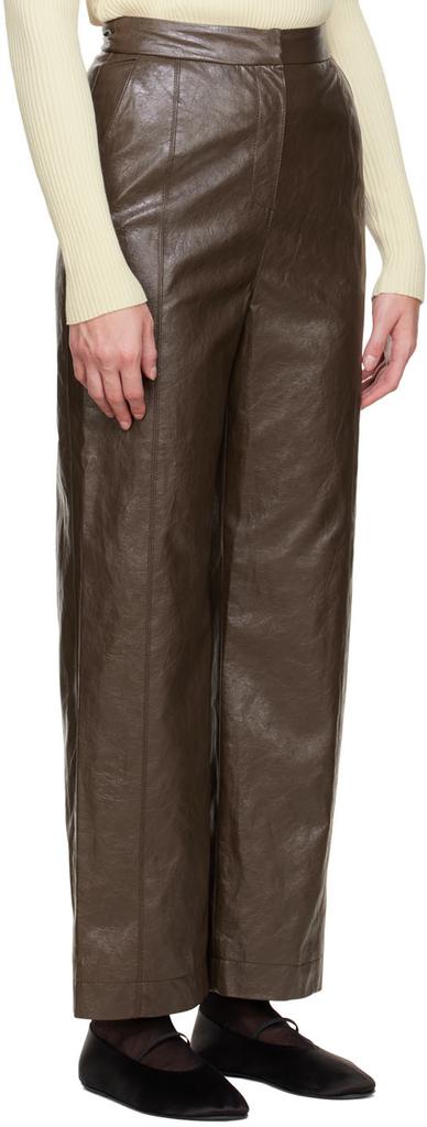 LVIR Brown Grained Faux-Leather Pants