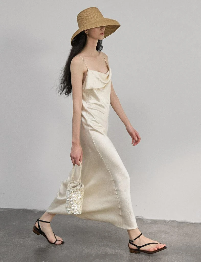Pixie Market Beige Satin Maxi Dress 5