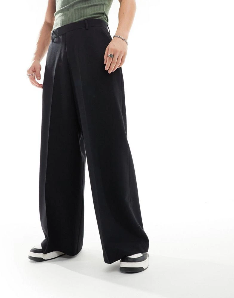 ASOS ASOS DESIGN smart extreme wide leg trousers in black 2