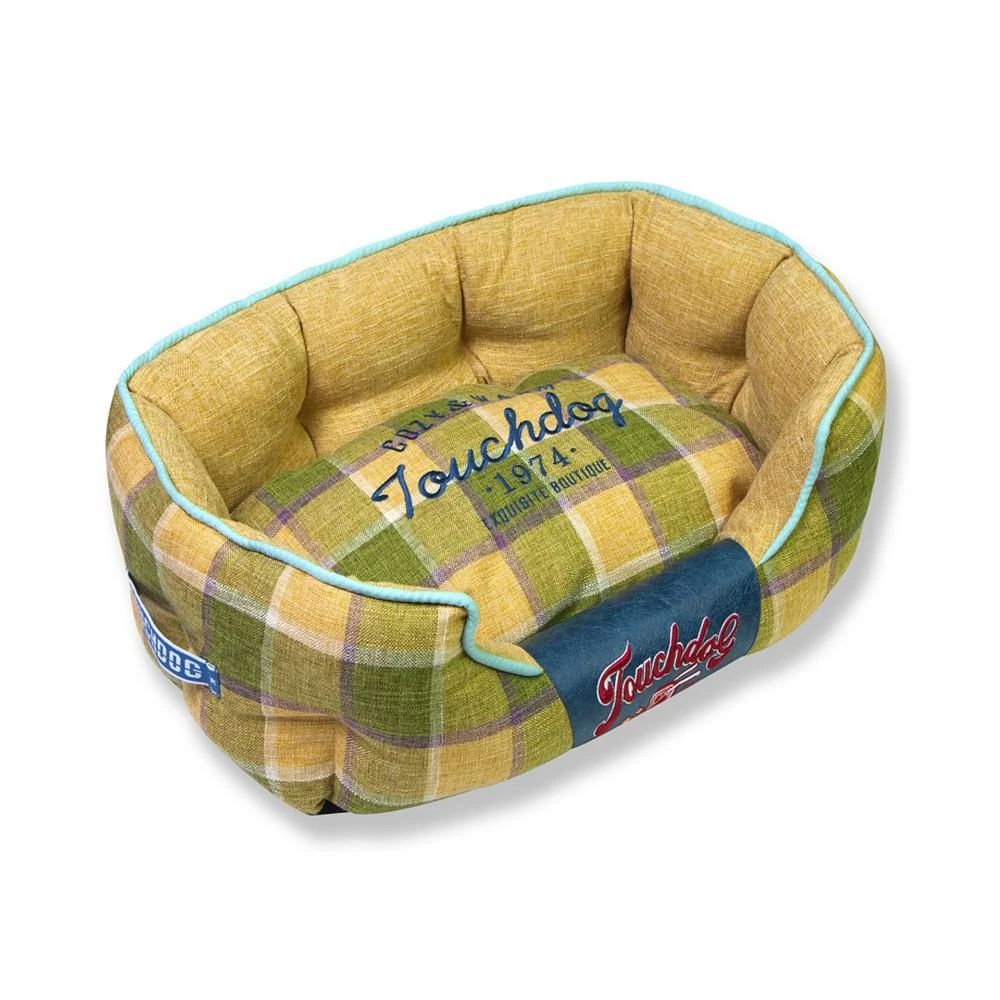 Touchdog 'Archi-Checked' Designer Plaid Oval Dog Bed Medium 1