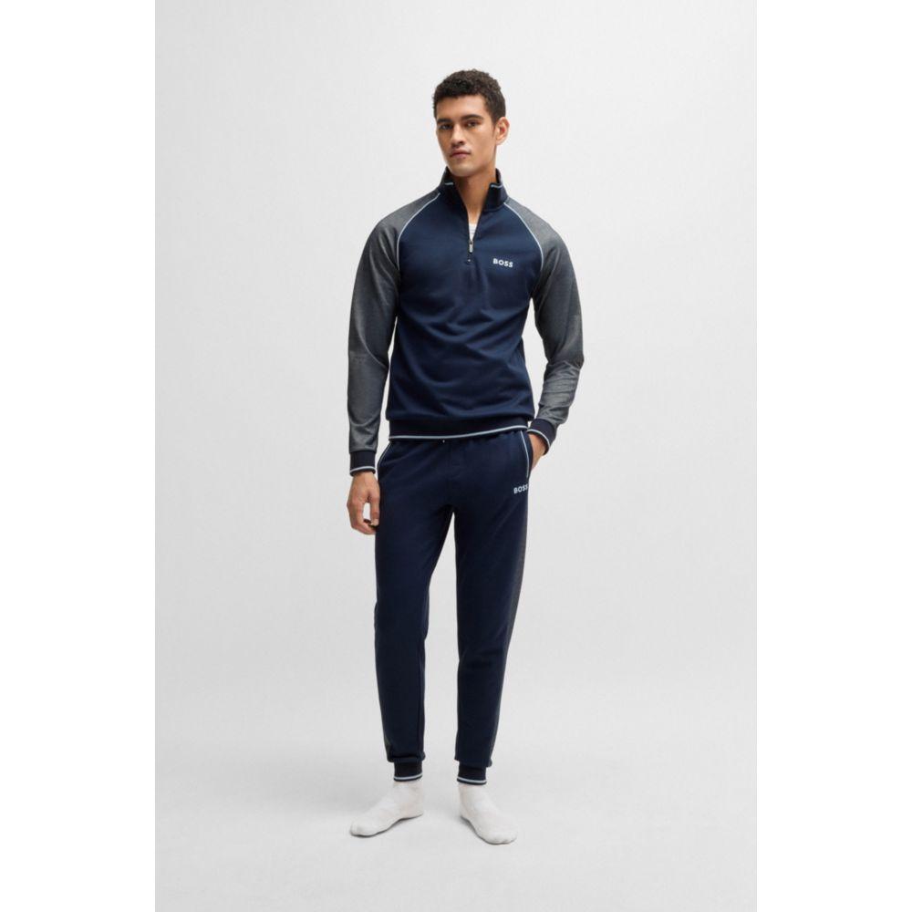 Hugo Boss Zip-neck sweatshirt with contrast piping