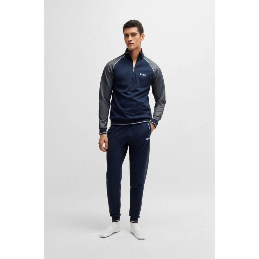 BOSS Zip-neck sweatshirt with contrast piping 2