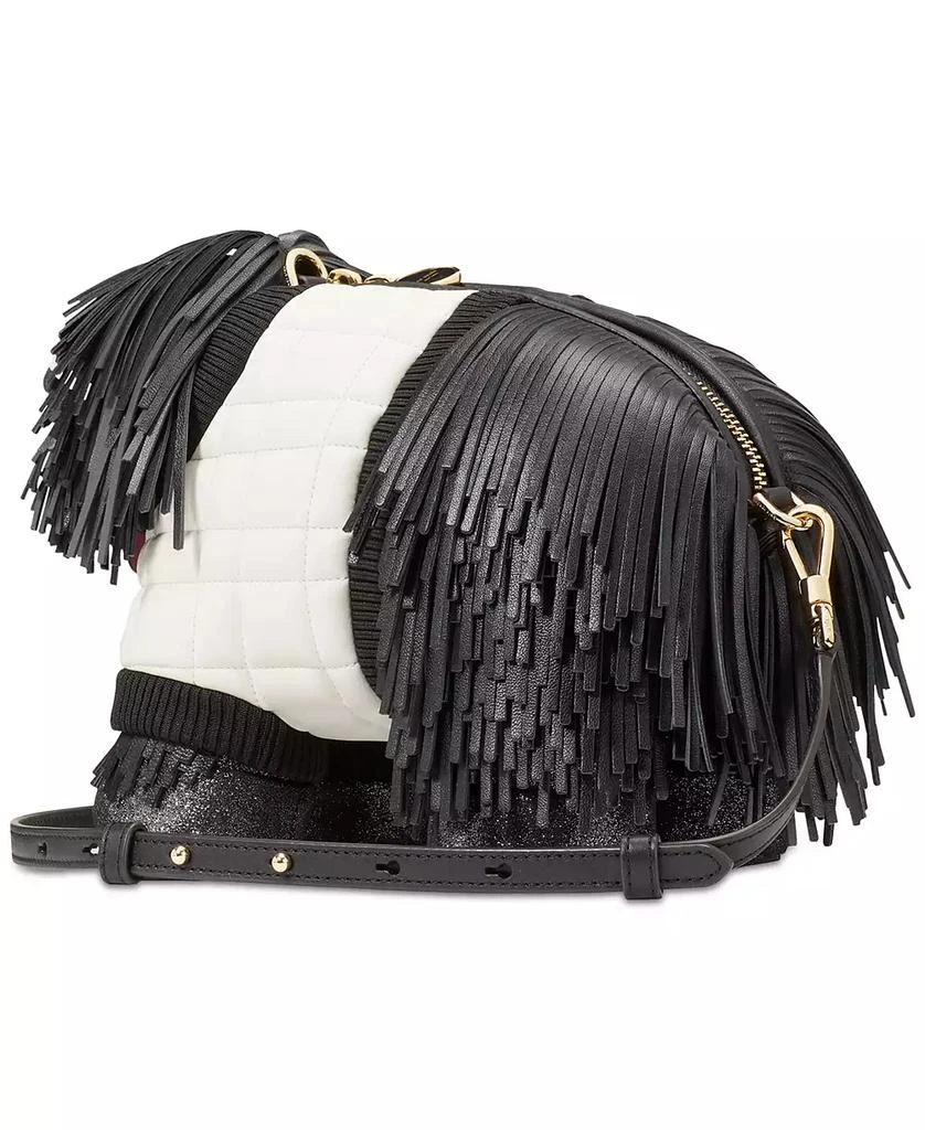 Kate Spade Shaggy Fabric & Fringed Leather Small 3D Dog Crossbody 6