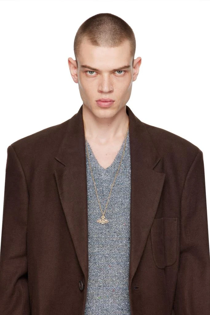 Vivienne Westwood Gold Thin Lines Flat Orb Necklace 2