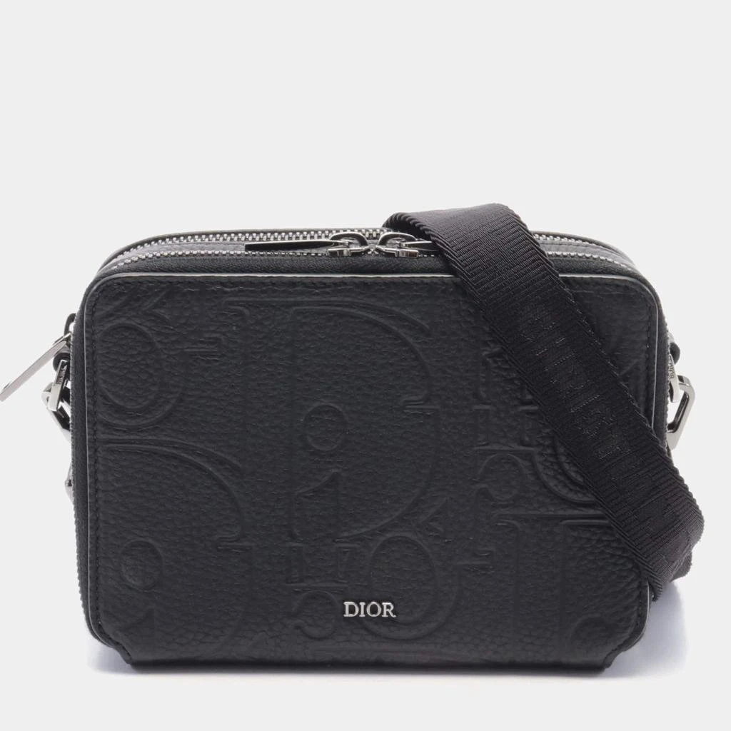 Dior Dior Black Debossed Leather Shoulder Bag  1