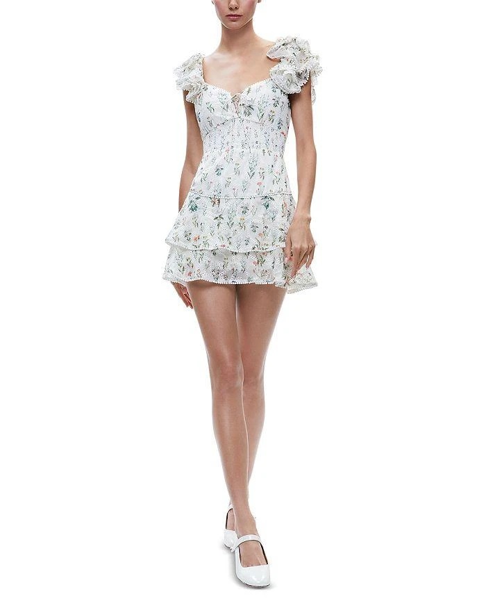 Alice + Olivia Hartford Floral Smocked Ruffle Sleeve Dress 5
