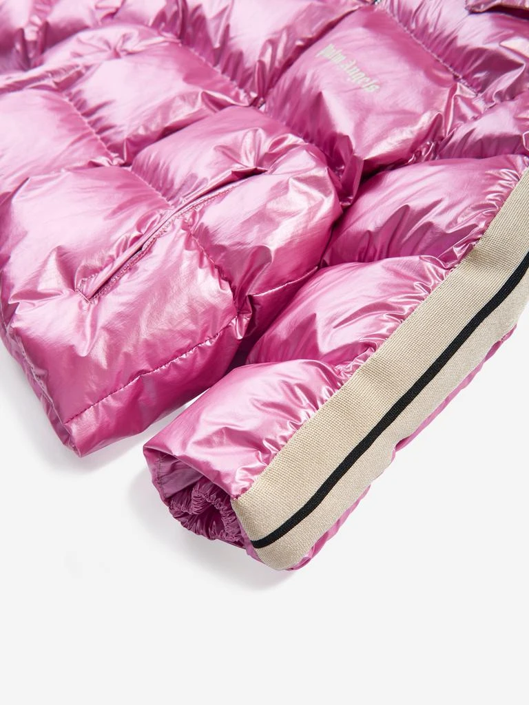 Palm Angels Palm Angels Girls Shiny Track Hooded Puffer Jacket in Pink 8
