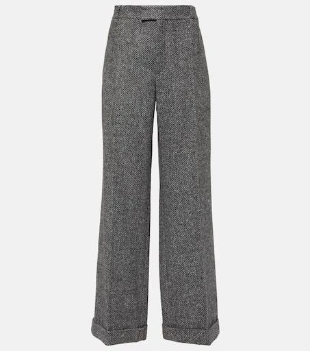 Brunello Cucinelli Herringbone wool-blend flared pants 1