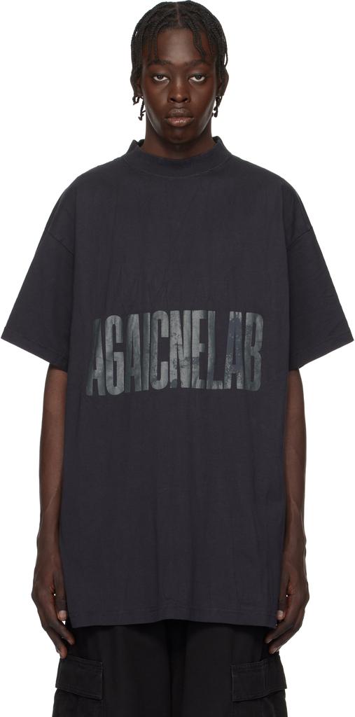 Black 'Agaicnelab' Oversized T-shirt – On Sale Now with Up to 58