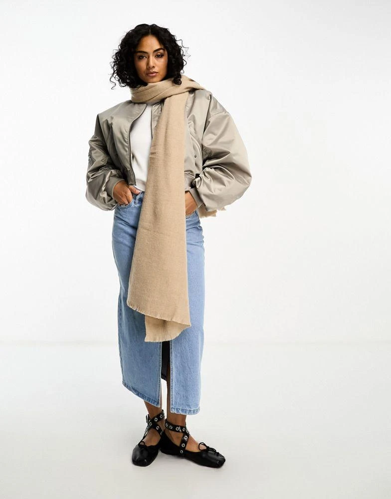 ASOS ASOS DESIGN scarf with raw edge in stone 2