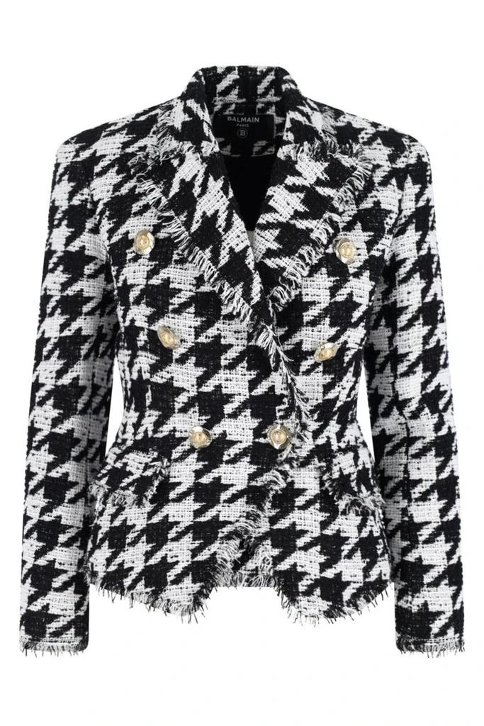 Balmain Balmain Check Patterned Tweed Blazer from Cettire