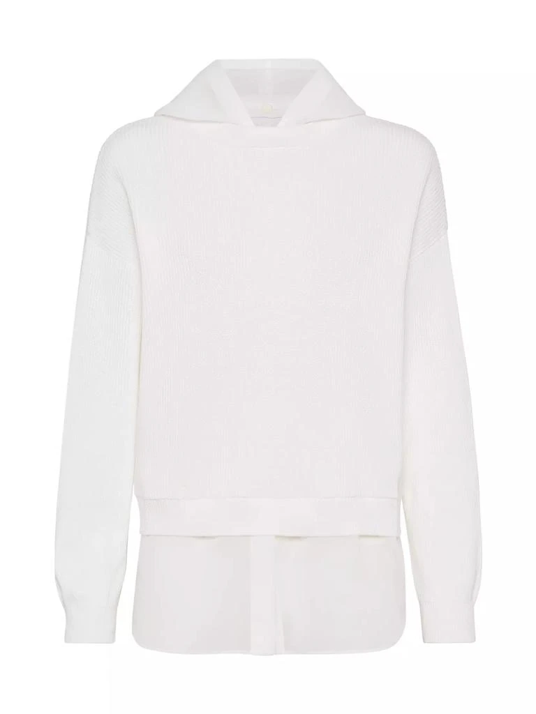 Brunello Cucinelli Faux Layered Sweatshirt with Detachable Hood 1