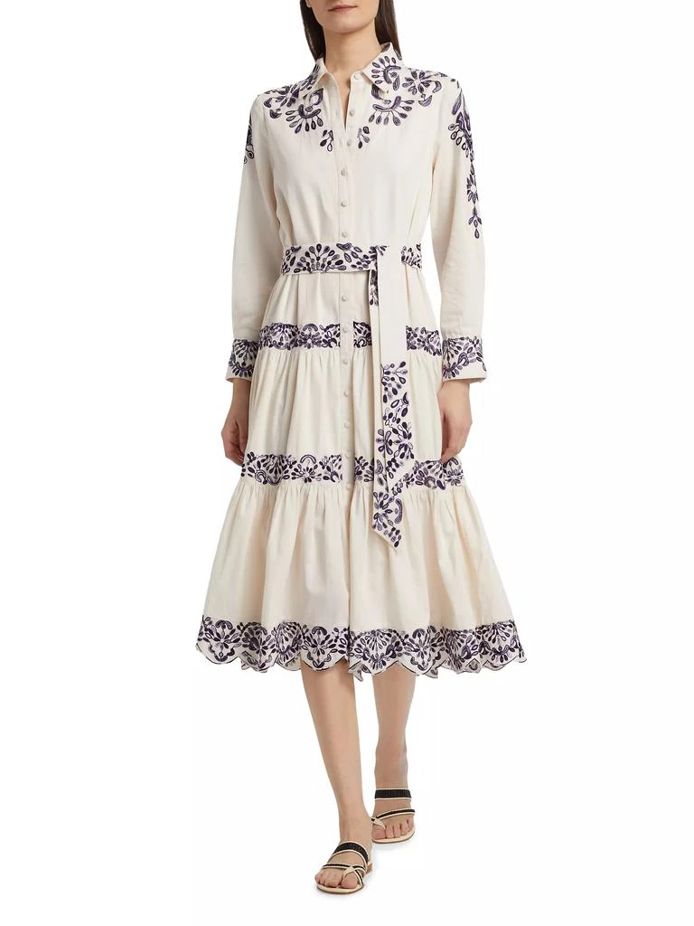 FIGUE Molly Embroidered Cotton Midi-Shirtdress 2