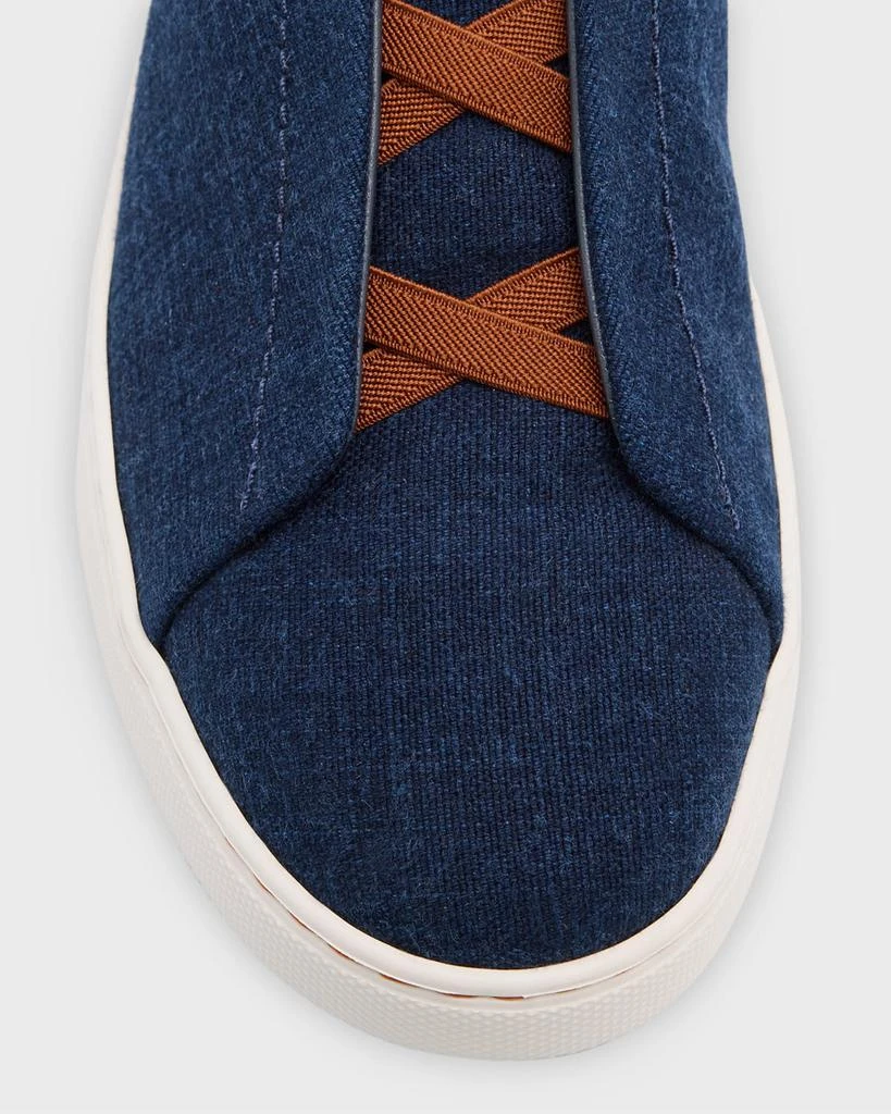 Zegna Men's Triple Stitch Denim Slip-On Sneakers 5