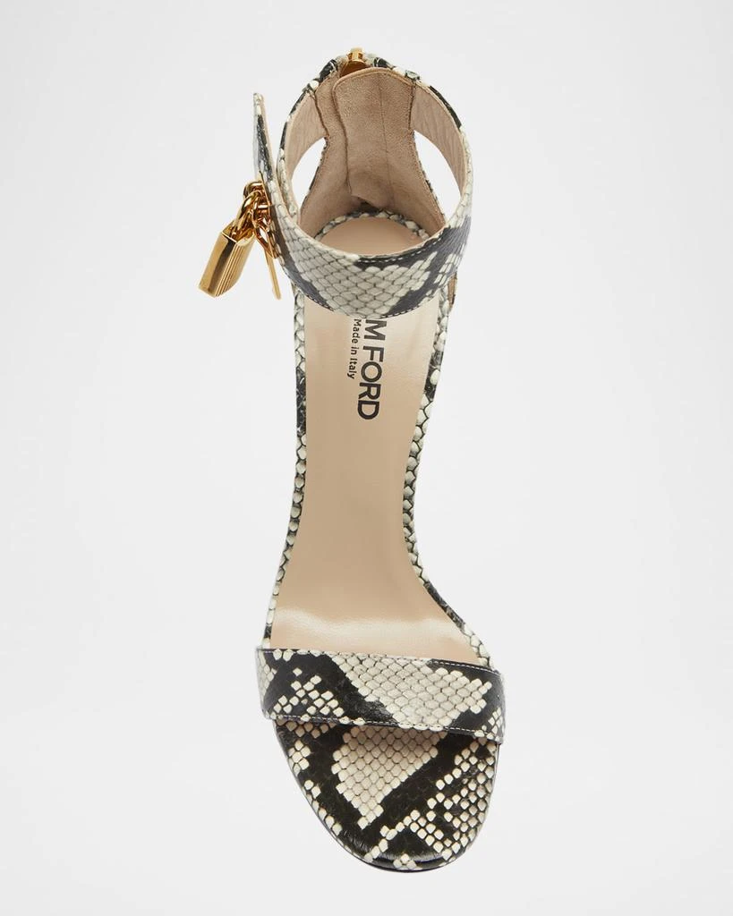 Tom Ford Lock Python Embossed Ankle-Cuff Sandals 5