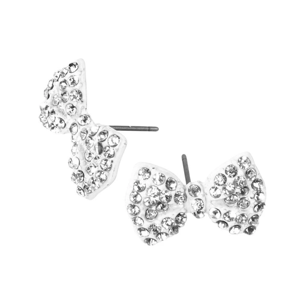 FASHNZFAB Crystal Rhinestone Bow Stud Earrings 3