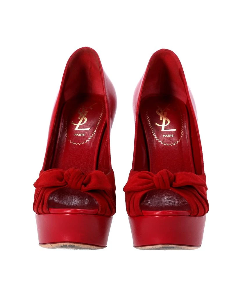 Yves Saint Laurent Yves  Palais 105 Bow Pumps in Red Leather 3