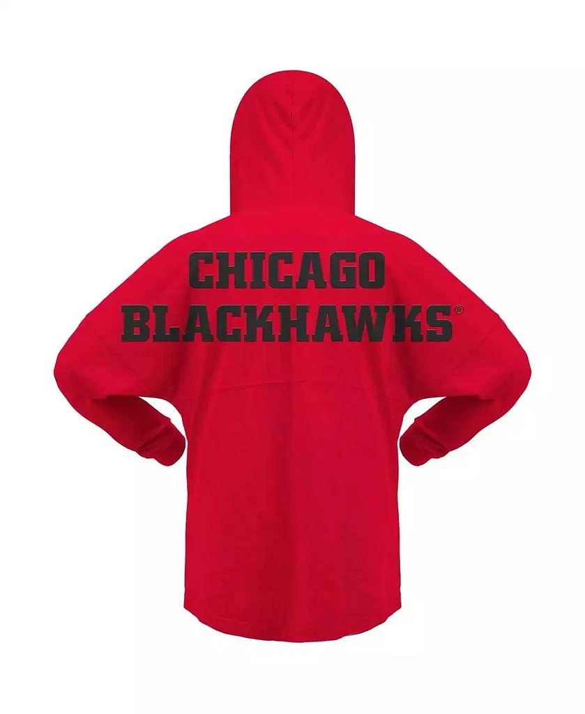 Fanatics Women's Red Chicago Blackhawks Jersey Lace-Up V-Neck Long Sleeve Hoodie T-Shirt 2