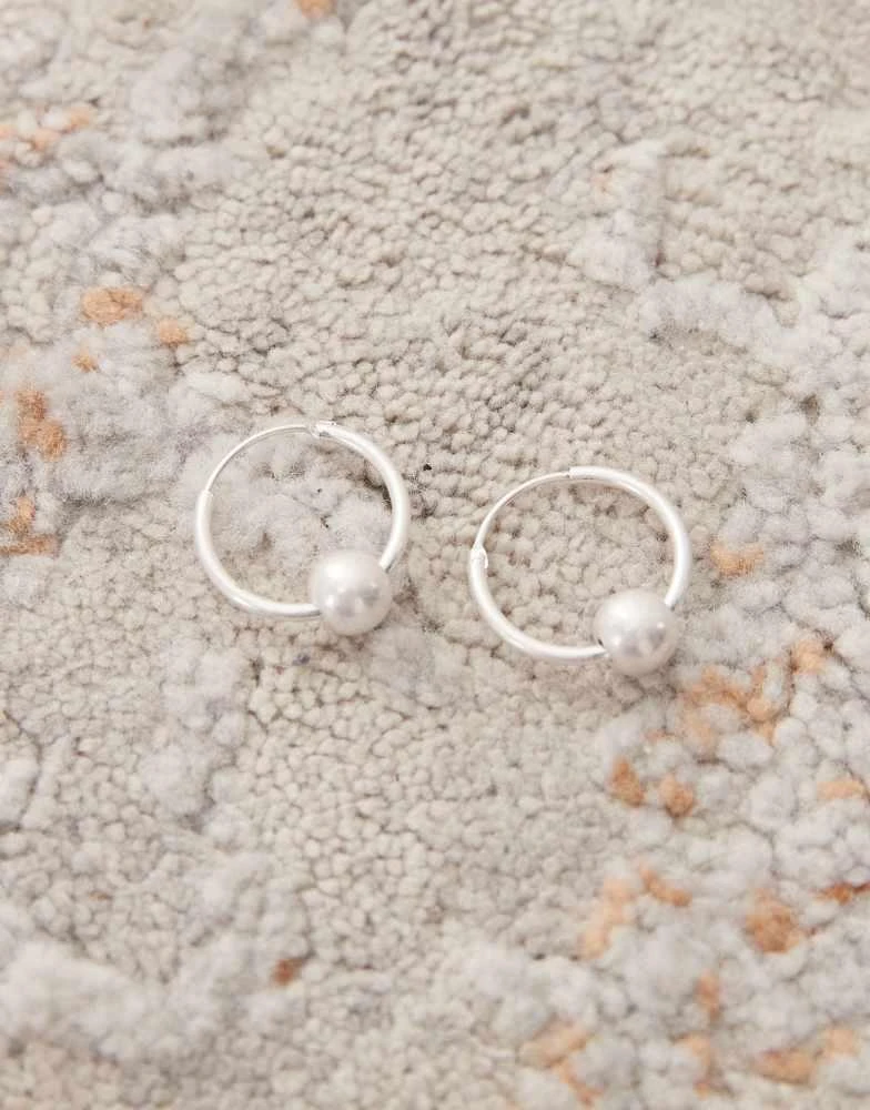 Weekday Weekday silver plated hoop earrings with worn silver effect 3