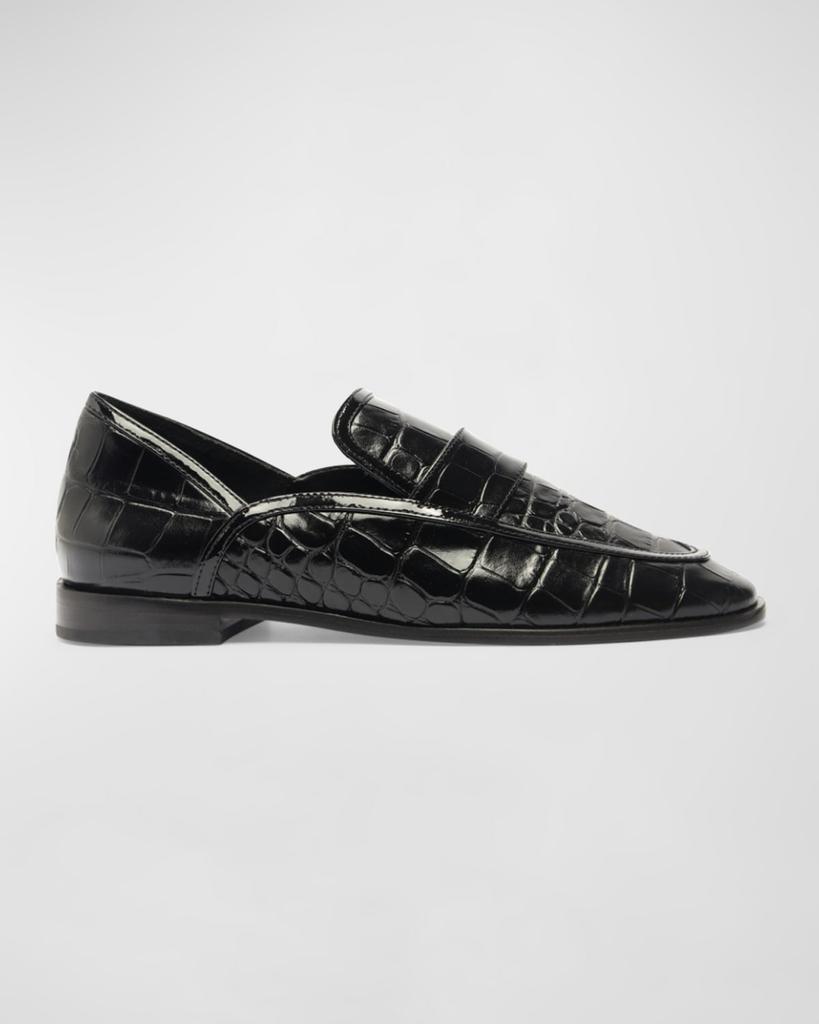 Schutz Maurice Croc-Embossed Leather Loafer Flats