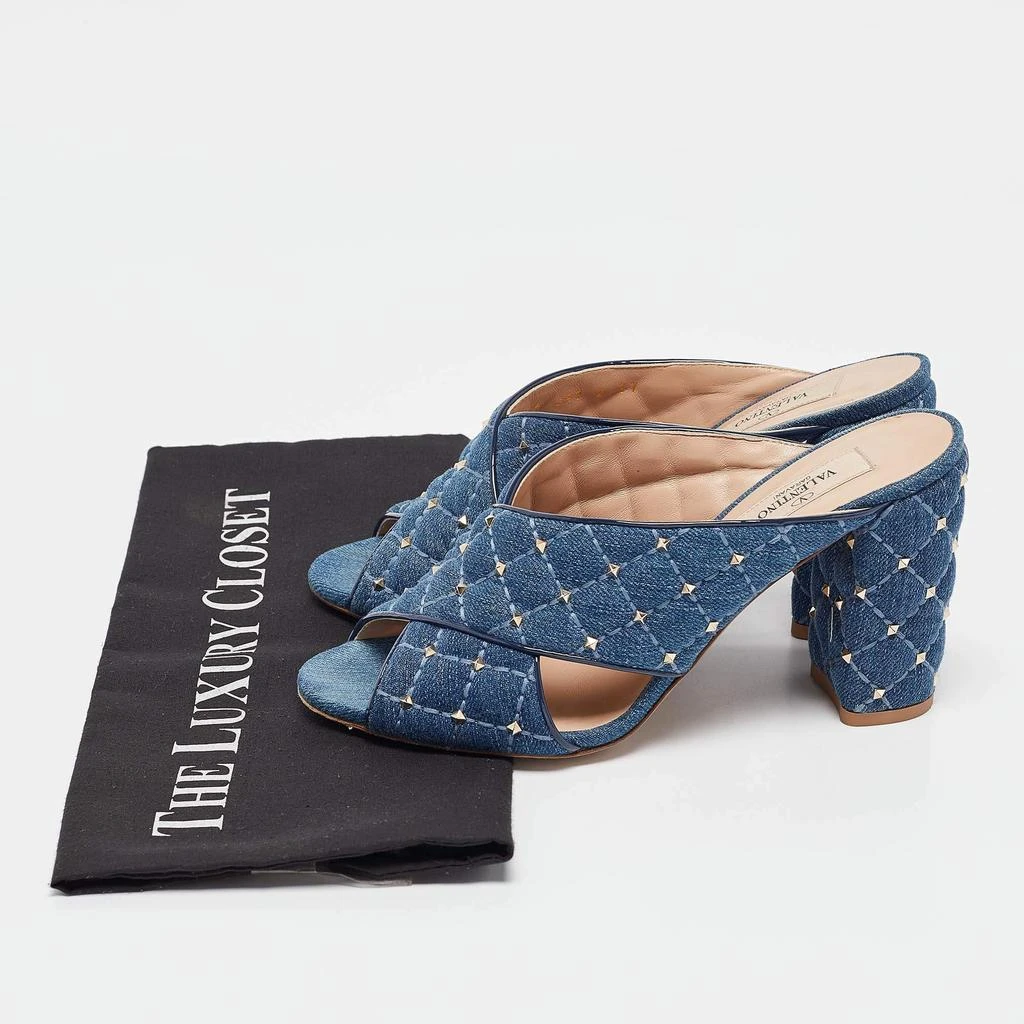 Valentino Valentino Blue Denim Rockstud Block Heel Mules Size 37 9